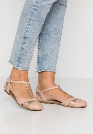 Balerinky Anna Field Kozene Ballerinas Ankle Remienkove Ballet Pumps Damske Béžové | 180-ZUYWHX