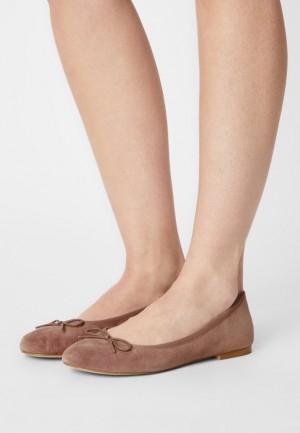 Balerinky Anna Field Kozene Ballet Pumps Damske Siva Hnede | 562-FKQAIY