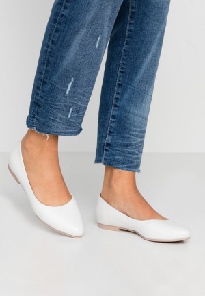 Balerinky Anna Field Kozene Ballet Pumps Damske Biele | 043-PINKVE