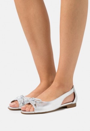 Balerinky Anna Field Kozene Peeptoe Ballet Pumps Damske Strieborne | 103-QFDHLU