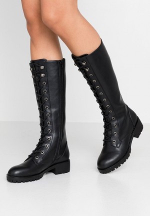 Cizmy Anna Field Cipkovane Up Boots Damske Čierne | 586-AZDGWU