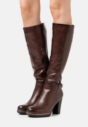 Cizmy Anna Field High Na Podpatku Boots Damske Tmavo Hnede | 908-QIMXHJ