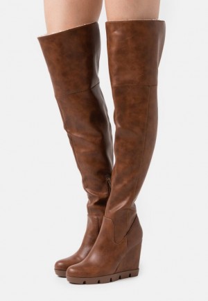 Cizmy Anna Field High Na Podpatku Boots Damske Hnede | 862-WMESIN