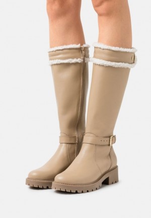 Cizmy Anna Field Kozene Boots Damske Siva Hnede | 438-CDUZTJ