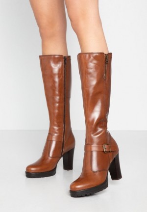 Cizmy Anna Field Kozene Boots High Na Podpatku Boots Damske Hnede | 569-OLQVFM