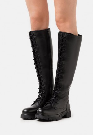 Cizmy Anna Field Kozene Cipkovane Up Boots Damske Čierne | 376-IJFQOH