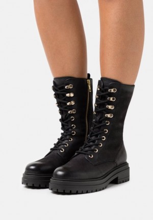 Cizmy Anna Field Kozene Platforme Boots Damske Čierne | 398-YADCXB
