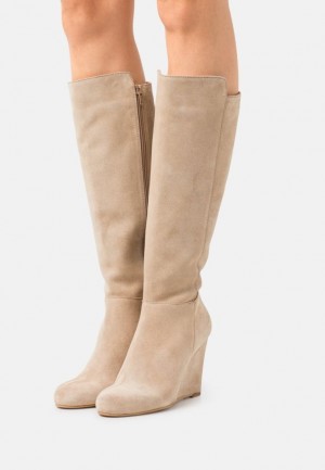 Cizmy Anna Field Kozene Wedge Boots Damske Béžové | 014-UEHLON