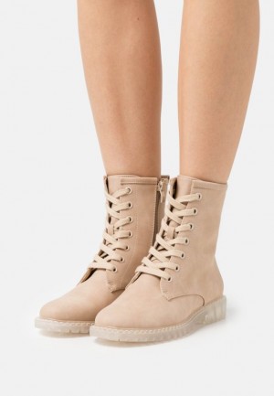 Clenkove Topanky Anna Field Cipkovane Up Ankle Boots Damske Béžové | 396-QDJURG