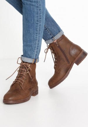 Clenkove Topanky Anna Field Cipkovane Up Ankle Boots Damske Hnede | 037-HTXKER