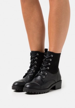 Clenkove Topanky Anna Field Cipkovane Up Ankle Boots Damske Čierne | 974-QNUXRJ