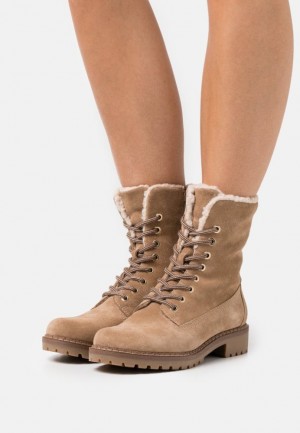 Clenkove Topanky Anna Field Cipkovane Up Ankle Boots Damske Béžové | 789-JMOITF