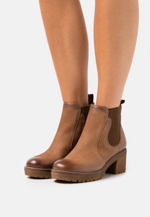 Clenkove Topanky Anna Field Kozene Ankle Boots Damske Hnede | 984-OALMVT
