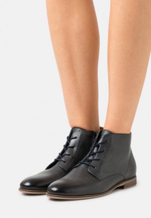 Clenkove Topanky Anna Field Kozene Ankle Boots Damske Tmavo Modre | 106-XAFPIE