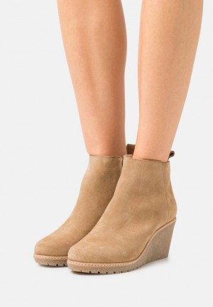 Clenkove Topanky Anna Field Kozene Ankle Boots Damske Béžové | 052-MEVOPD