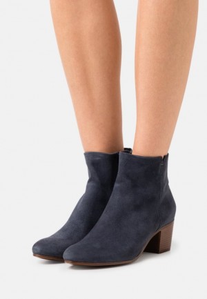Clenkove Topanky Anna Field Kozene Ankle Boots Damske Tmavo Modre | 632-SFETHK