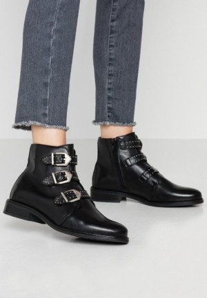 Clenkove Topanky Anna Field Kozene Booties Ankle Boots Damske Čierne | 632-GYNBIK