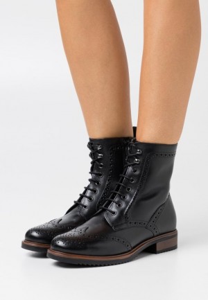 Clenkove Topanky Anna Field Kozene Cipkovane Up Ankle Boots Damske Čierne | 417-HGLQIS