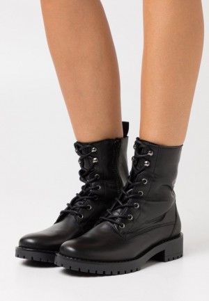 Clenkove Topanky Anna Field Kozene Cipkovane Up Ankle Boots Damske Čierne | 941-HRECKD