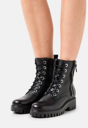 Clenkove Topanky Anna Field Kozene Cipkovane Up Ankle Boots Damske Čierne | 391-KPBXGZ