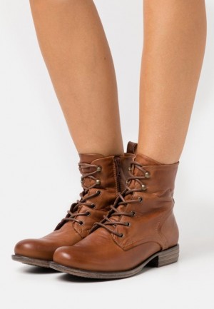Clenkove Topanky Anna Field Kozene Cipkovane Up Ankle Boots Damske Hnede | 326-GSLBCJ