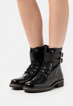 Clenkove Topanky Anna Field Kozene Cipkovane Up Ankle Boots Damske Čierne | 983-FNTEWL
