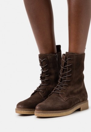 Clenkove Topanky Anna Field Kozene Cipkovane Up Ankle Boots Damske Hnede | 306-PMGZLN
