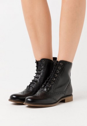 Clenkove Topanky Anna Field Kozene Cipkovane Up Ankle Boots Damske Čierne | 219-CJIUMG