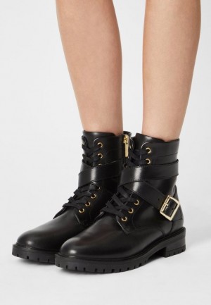 Clenkove Topanky Anna Field Kozene Cipkovane Up Ankle Boots Damske Čierne | 054-AWJNUZ