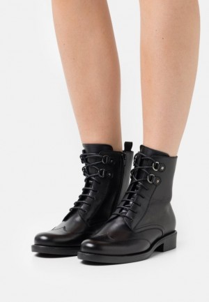 Clenkove Topanky Anna Field Kozene Cipkovane Up Ankle Boots Damske Čierne | 876-XPREWD