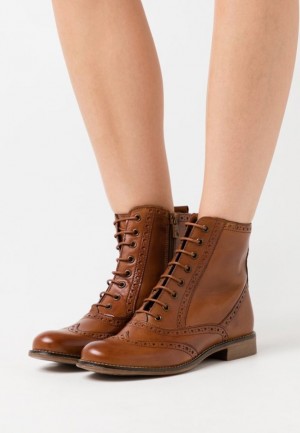 Clenkove Topanky Anna Field Kozene Cipkovane Up Ankle Boots Damske Hnede | 821-EXRYTS
