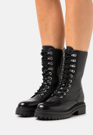 Clenkove Topanky Anna Field Kozene Cipkovane Up Ankle Boots Damske Čierne | 970-FMOBAE