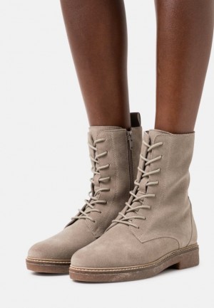 Clenkove Topanky Anna Field Kozene Cipkovane Up Ankle Boots Damske Siva Hnede | 709-YJSVTK