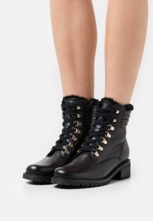 Clenkove Topanky Anna Field Kozene Cipkovane Up Ankle Boots Damske Čierne | 574-DXJLIO