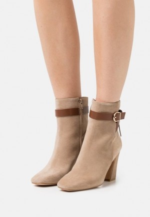 Clenkove Topanky Anna Field Kozene High Na Podpatku Ankle Boots Damske Béžové | 013-WHBLPU