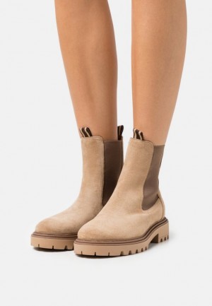 Clenkove Topanky Anna Field Kozene Klasické Ankle Boots Damske Béžové | 834-VSADXW