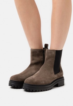 Clenkove Topanky Anna Field Kozene Platforme Ankle Boots Damske Siva Hnede | 436-QJTOYL