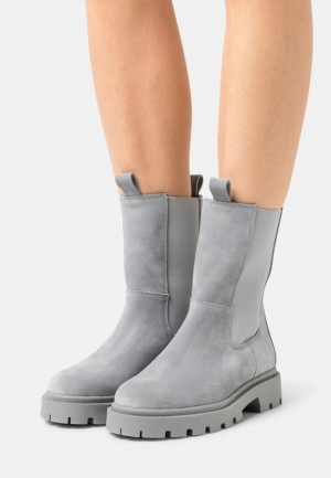 Clenkove Topanky Anna Field Kozene Platforme Ankle Boots Damske Siva | 972-KWQHGN