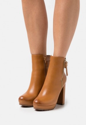 Clenkove Topanky Anna Field Kozene Platforme Ankle Boots Damske Hnede | 790-DQENSF