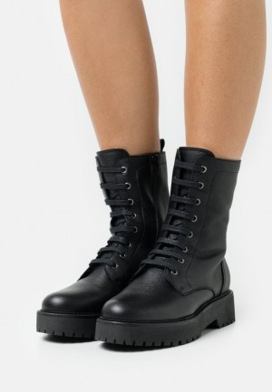 Clenkove Topanky Anna Field Kozene Platforme Ankle Boots Damske Čierne | 698-WPGTVI