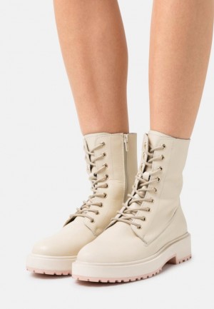 Clenkove Topanky Anna Field Kozene Platforme Ankle Boots Damske Béžové | 678-PGIRJL