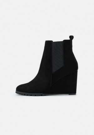 Clenkove Topanky Anna Field Kozene Zimná Boot Wedge Ankle Boots High Na Podpatku Ankle Boots Damske Čierne | 284-IMVKLT