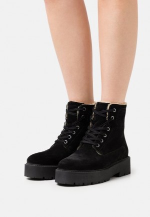 Clenkove Topanky Anna Field Kozene Zimná Boots Damske Čierne | 849-RDEIAG