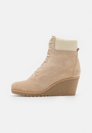 Clenkove Topanky Anna Field Kozene Zimná Boot Wedge Ankle Boots Damske Hnede | 720-RCOQSK