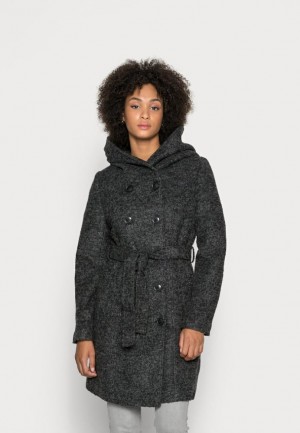 Kabat Anna Field Double Breasted Coat With Hood Klasické Coat Damske Tmavo Siva | 362-PTQNSD