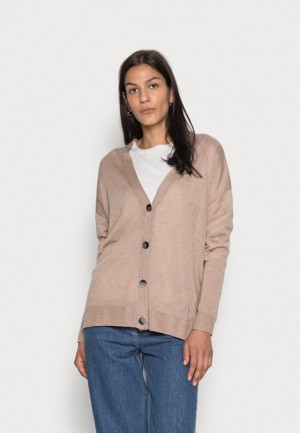 Kardigan Anna Field Silk Blend Cardigan Cardigan Damske Hnede | 249-FCAZYJ
