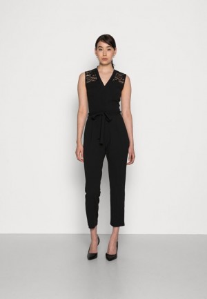 Kombineza Anna Field Occasion V Neck Belted Bez Rukavov Jumpsuit Damske Čierne | 095-HTOBQA