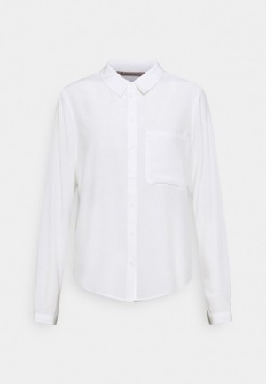 Kosela Anna Field Basic Blouse With Pocket Button Down Damske Biele | 923-ZBCDTU