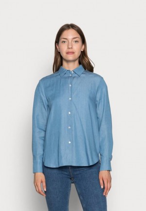 Kosela Anna Field Button Down Blouse Damske Modre | 127-YIMJKZ