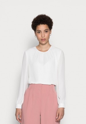 Kosela Anna Field Crew Neck Blouses With Puffed Sleeves Blouse Damske Biele | 687-AZXOSR